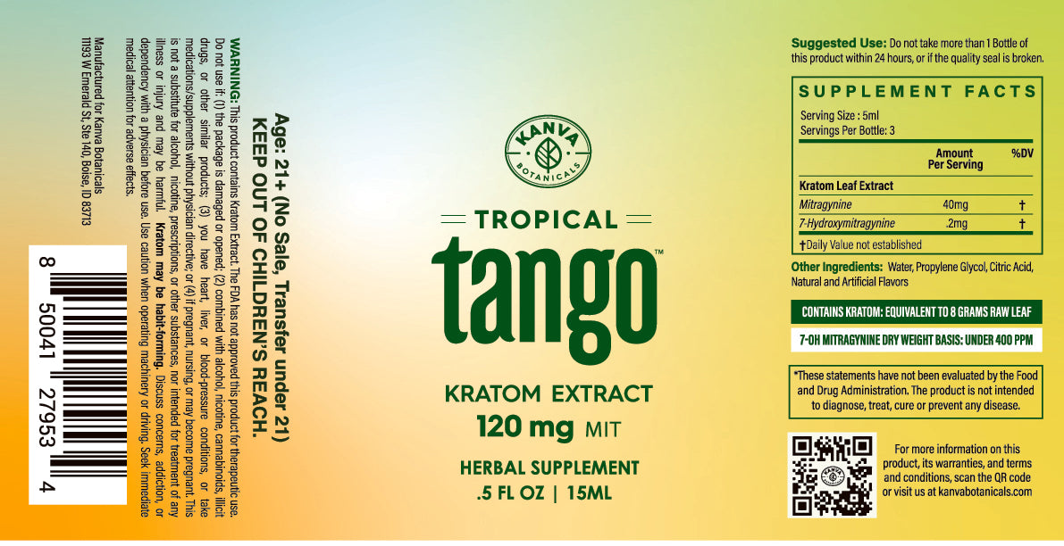 Tropical Tango Liquid Kratom Shot-- 120mg Mit